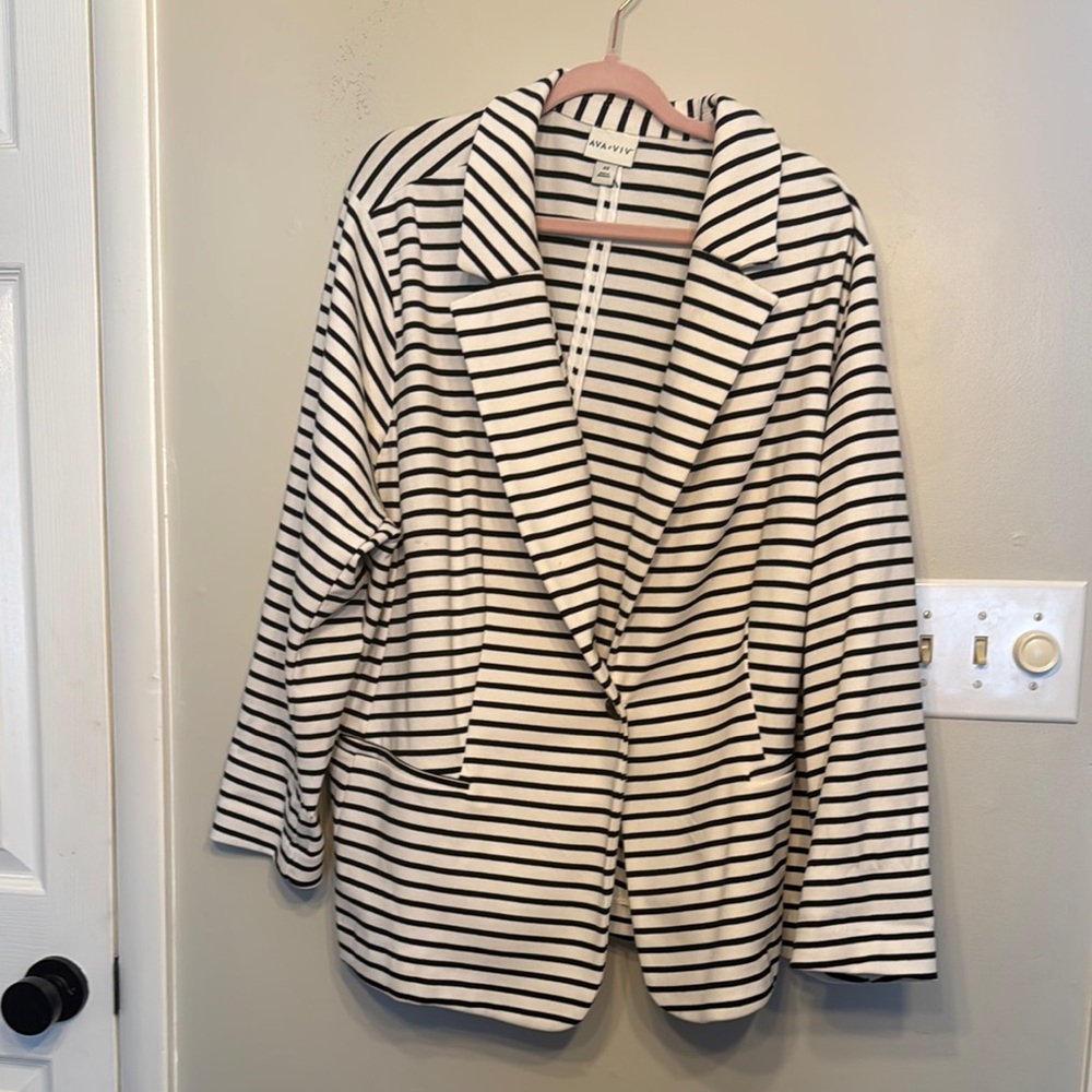 Black and White Striped Blazer